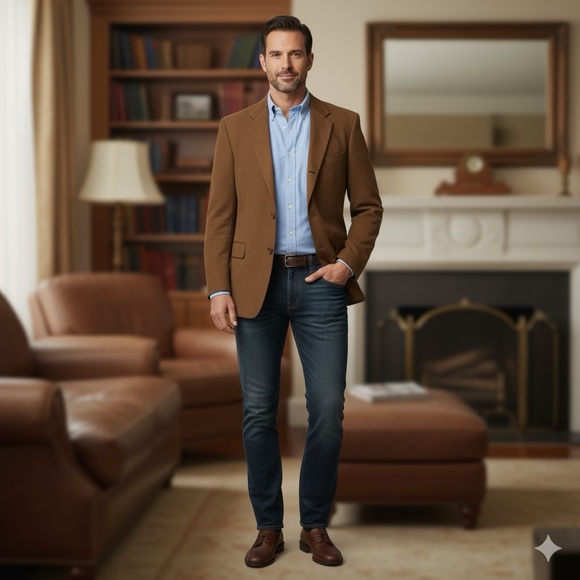 Ralph Lauren (Chaps) Brown Faux Suede Two Button Sport Jacket - Picture 5 of 12